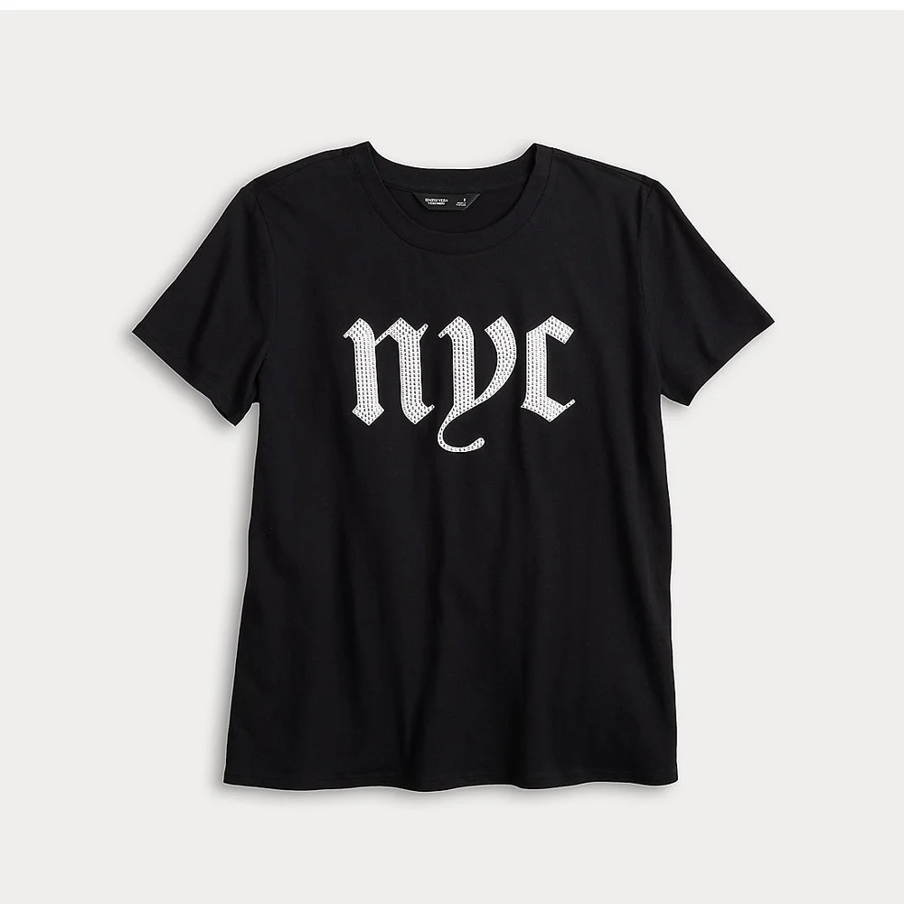 Black Short Sleeve Graphic T-Shirt with NYC Design - Picture 2 of 6